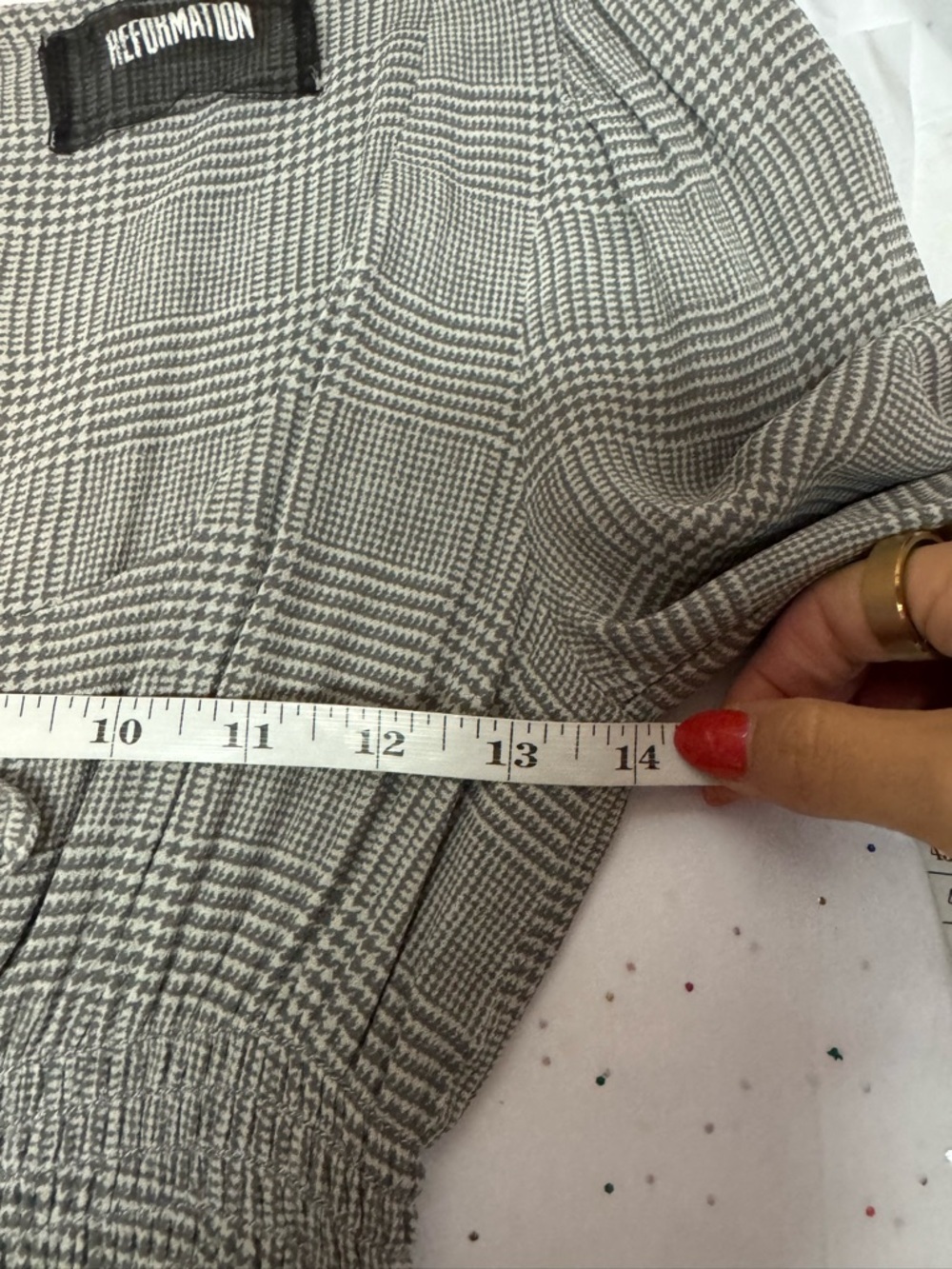 Reformation Mini Dress (Aberdeen Wilder) in gray plaid size 4 - Picture 9 of 11